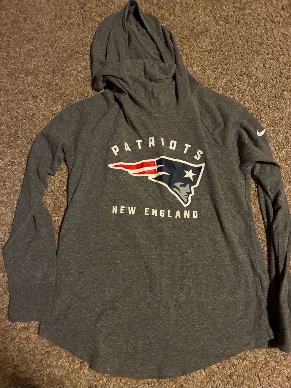 Lightweight New England Patriots Cowl Neck Hoodie- Medium